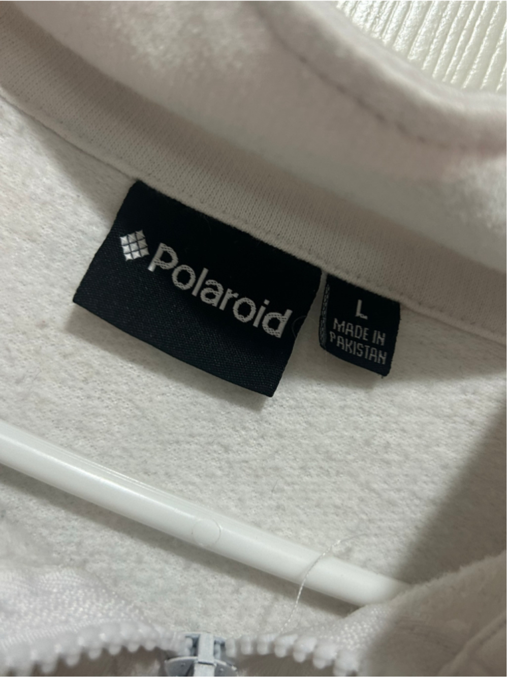Women's Polaroid Cropped Quarter-Zip Sweatshirt White Size L - Picture 2 of 4